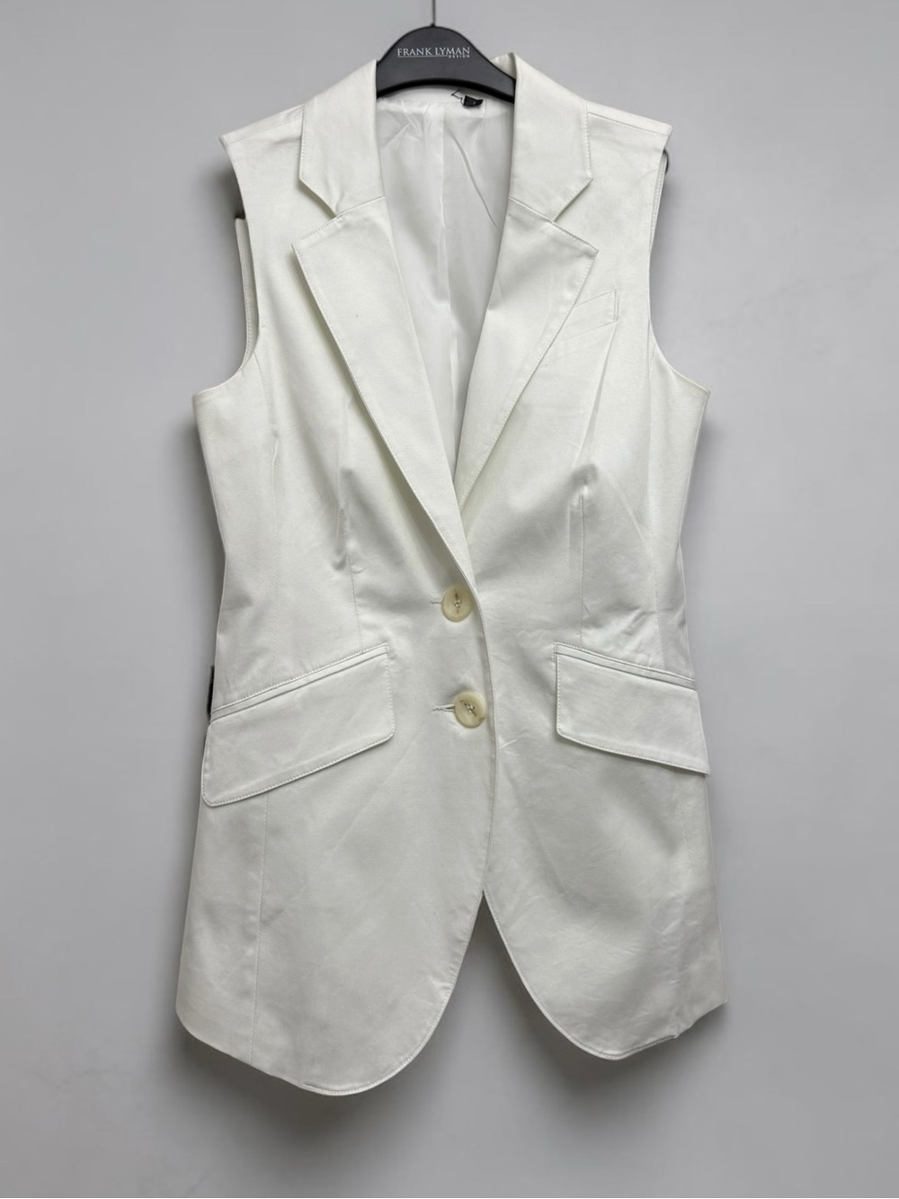 Anne David de Paris White Sleeveless Blazer Vest Size Small S
